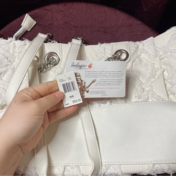 Light Creme/White Denim Shoulder Bag - Picture 3 of 12